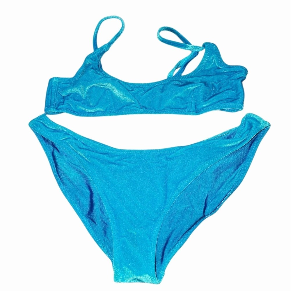 TRIANGL Blue Metallic Bikini Set Womens X-Small 2 Piece Swimsuit w Bag